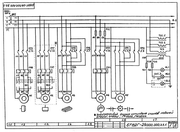 Електрична схема фрезерных верстатів серии 6Т…-29